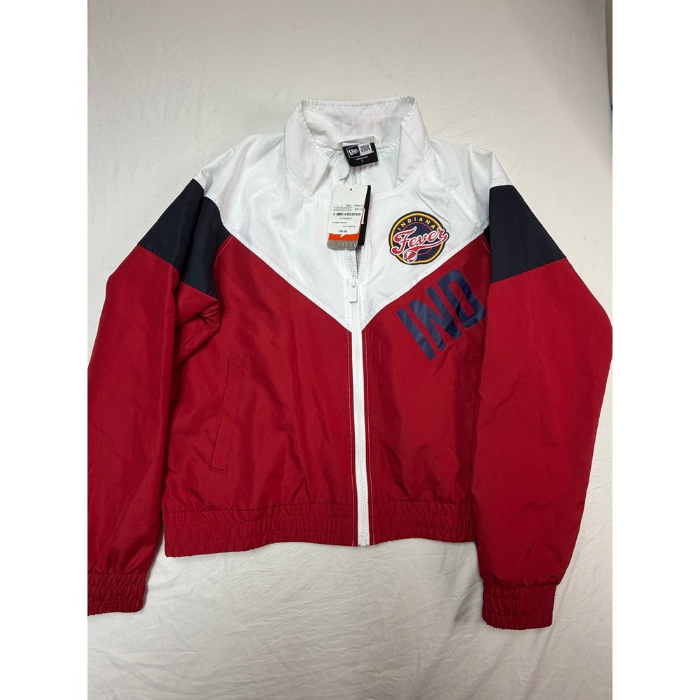 New Era Indiana Fever WNBA Full Zip Windbreaker Jacket Red White Navy Large